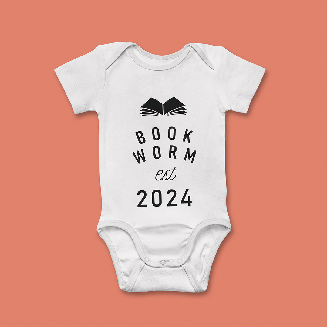 Pack of 12 - Personalised Bookworm Babygrow