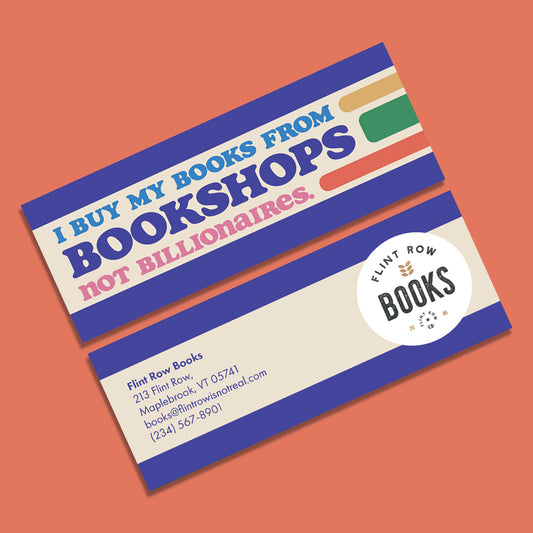 Pack of 300 Custom "Bookshops not Billionaires" Bookmarks