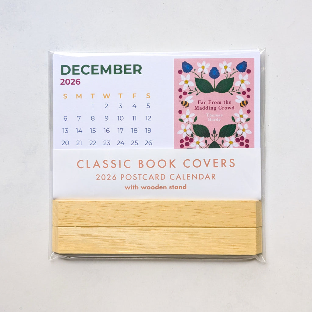 Pack of 6 - 2026 Book Cover Postcard Calendar with Wooden Holder