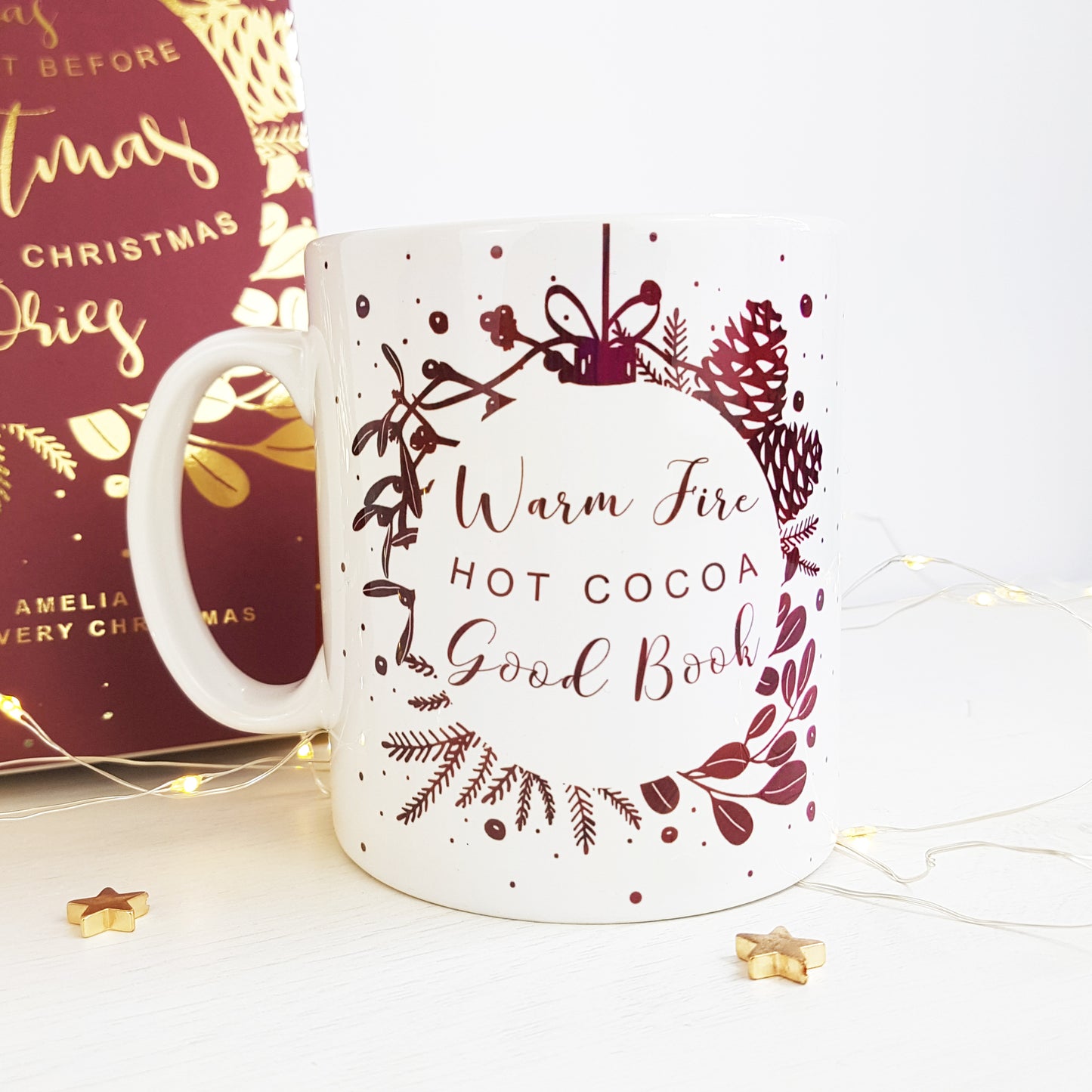 Pack of 6 - Warm Fire Hot Cocoa Good Book - Christmas Mug