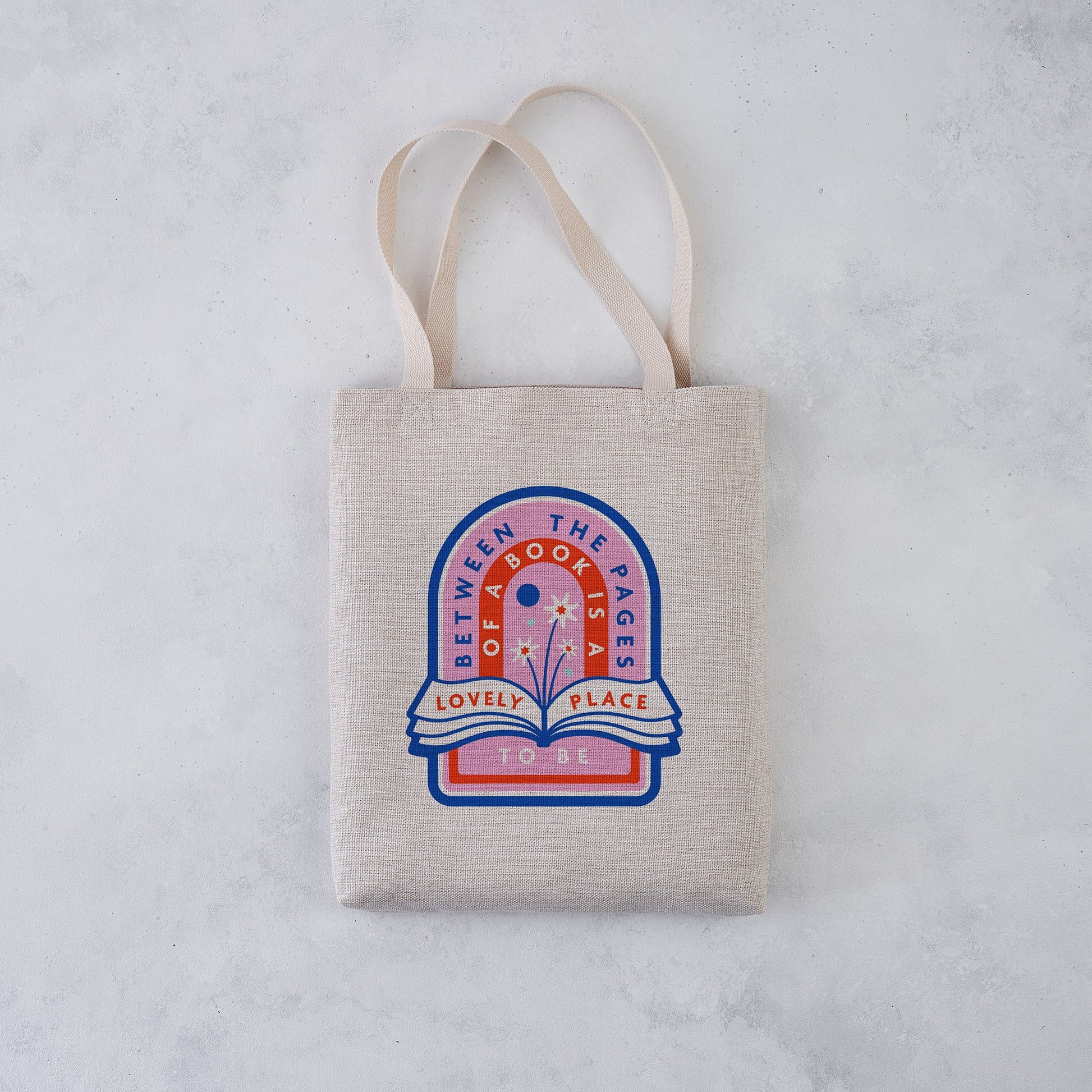 'Between the pages of a book is a lovely place to be' Bookishly tote bag. Inspired by Booktok and Bookstagram. The bookish era edit. Perfect for book lovers, bookworms, readers and bibliophiles.