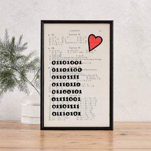 Geek Romantic - I Love You - Binary Code - Book Page