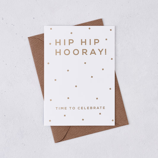 Pack of 6 - Greeting card - Hip Hip Hooray - Foil Card