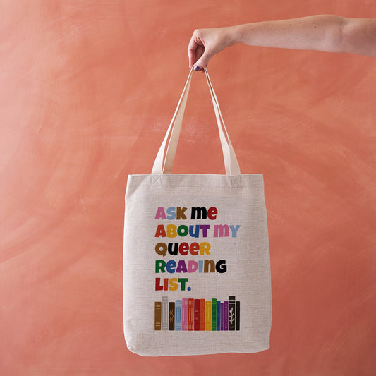 Pack of 4 - Ask Me About My Queer Reading List – Pride Tote for Readers