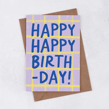 Pack of 6 - 'Happy Happy Birthday' Greetings Card