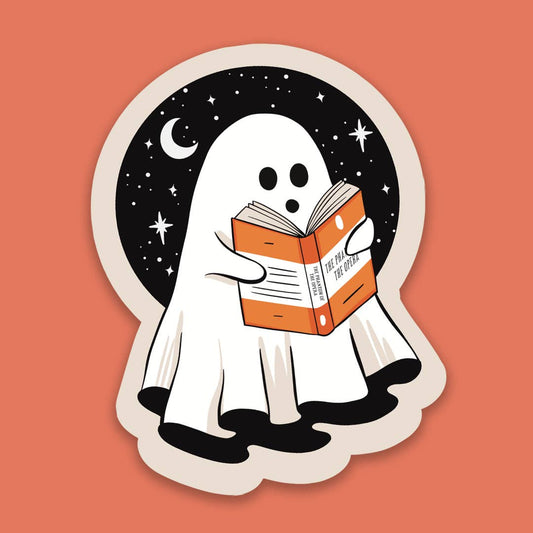 Pack of 10 - Bookish Halloween Sticker - Ghost Reader