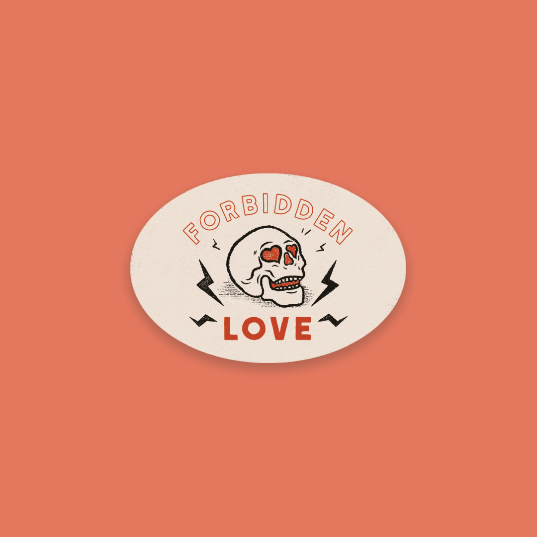 Pack of 10 - Bookish Literary Trope sticker - Forbidden Love