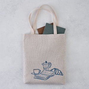 Pack of 4 - Books, Coffee, Croissant - Bookish Tote Bag