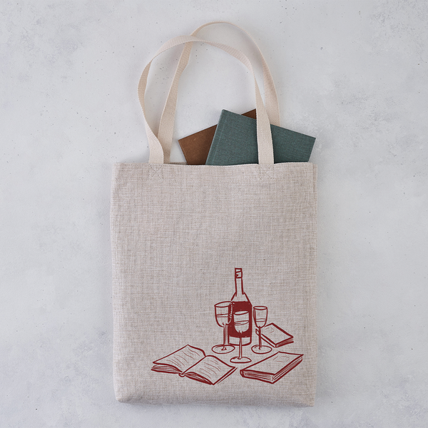 Book and Wine - Bookish Tote Bag - Pack of 4