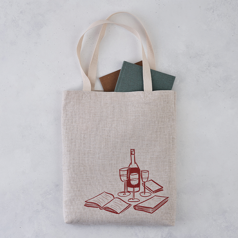 Pack of 4 - Book and Wine - Bookish Tote Bag