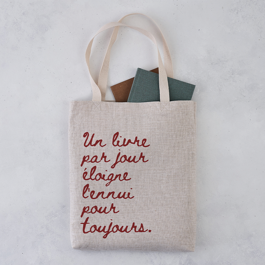 Pack of 4 - French - A Book a Day - Bookish Tote Bag