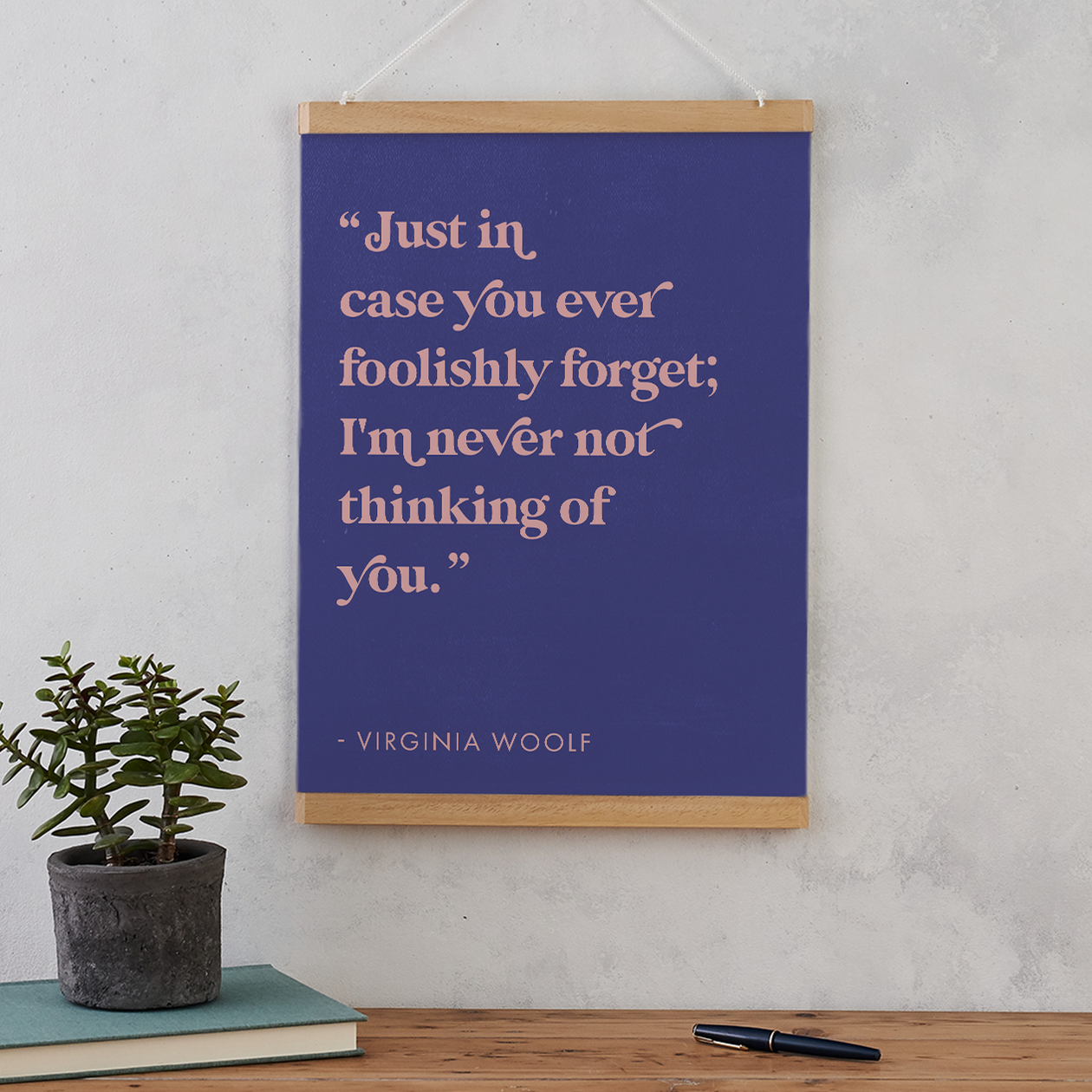 Pack of 2 - Romantic Quote Art “Never not thinking of you” by Virginia Woolf
