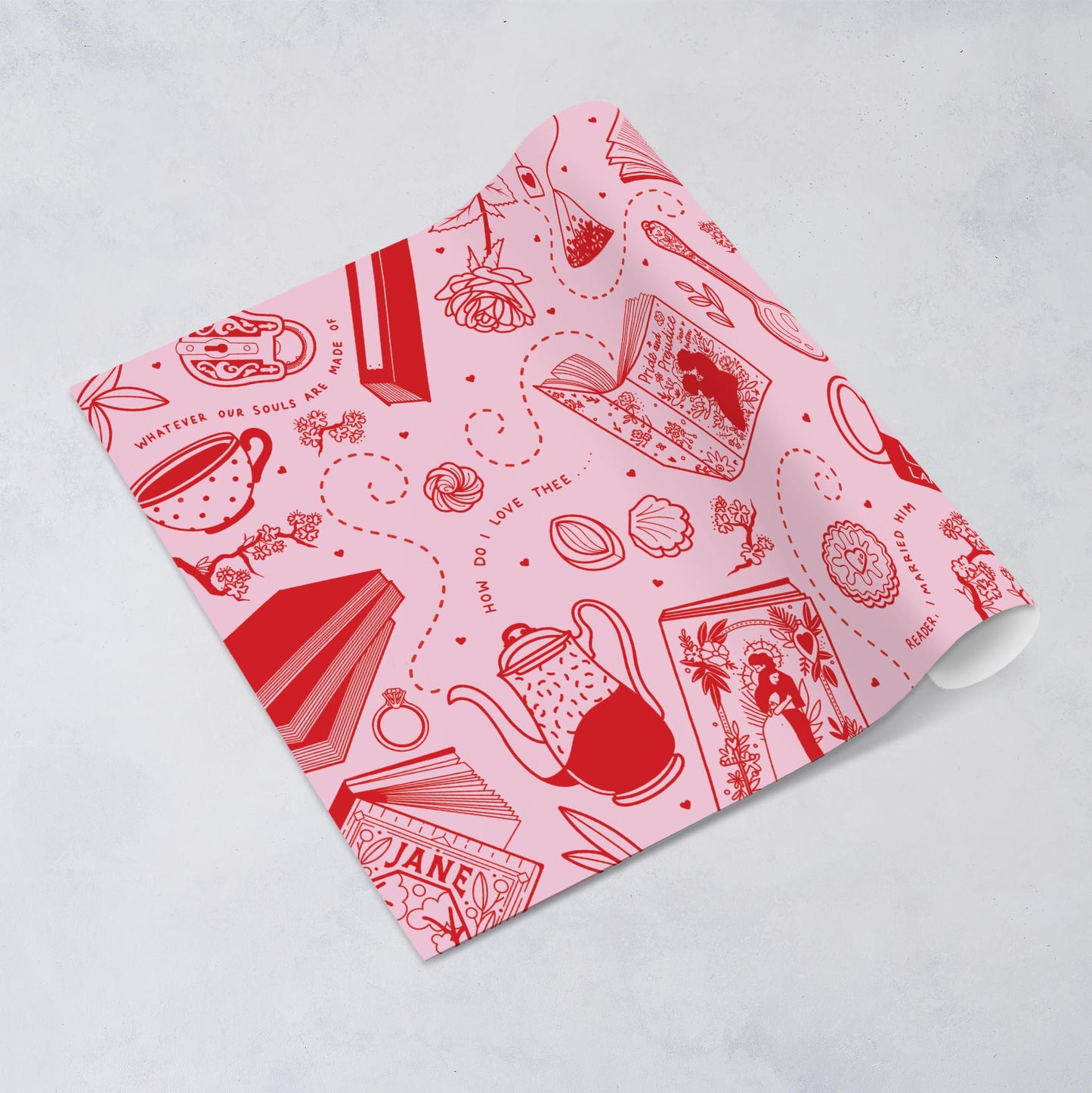 100 Gift Wrap Sheets - Valentine's Pink and Red