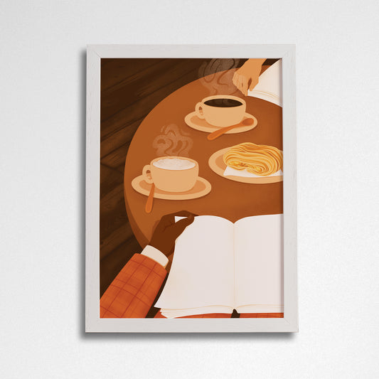 Pack of 2 - Reading in a Cafe - Bookish POV A4 Art Print