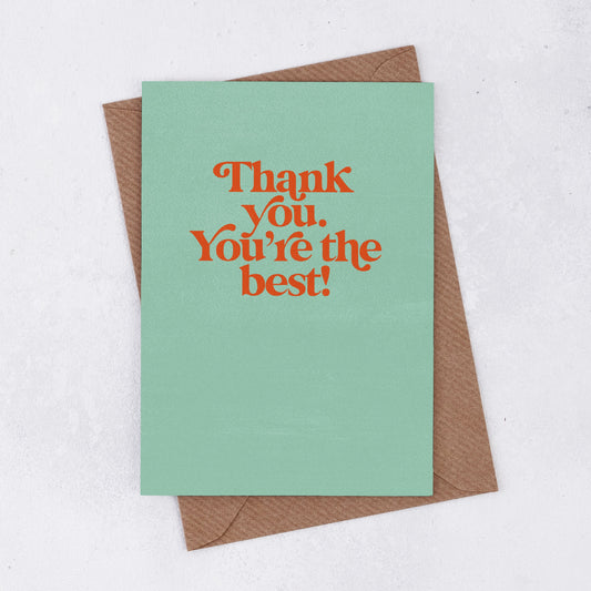 'Thank you. You're the best!' Greetings Card. Positive greetings card. Motivational Greetings Card. Gift Shop Cards. Minimalist Card. Abstract Gift Cards. Positive Card.