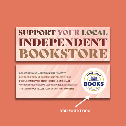 Pack of 200 Custom "SUPPORT YOUR LOCAL BOOKSTORE" Bookmarks