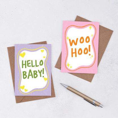 Pack of 6 - 'Hello Baby!' New Baby Greetings Card