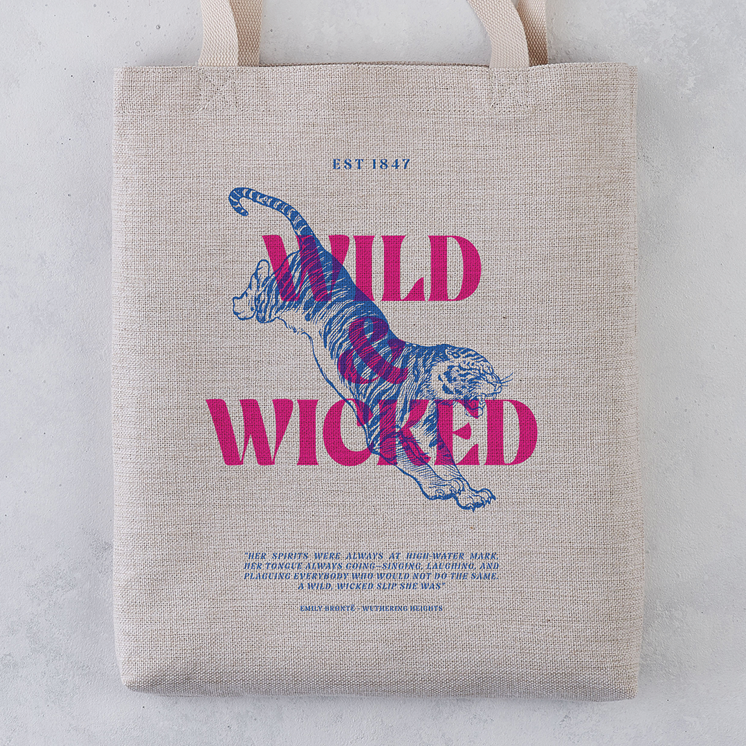 Pack of 4 - Tote Bag - Wild and Wicked - Emily Brontë