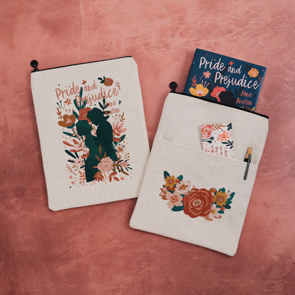 Pack of 3 - Book Sleeve - Pride and Prejudice Floral Design - Bookishly Wholesale