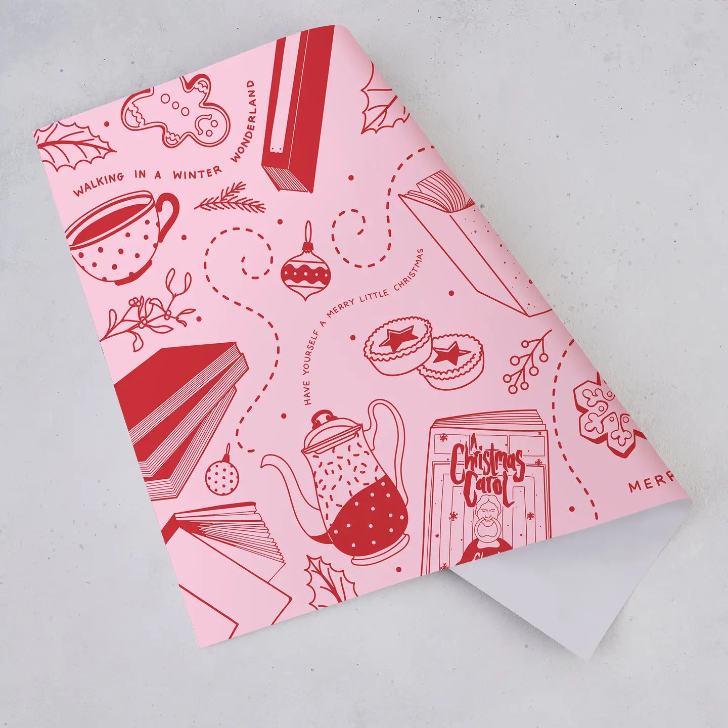 100 Gift Wrap Sheets - Christmas Pink and Red