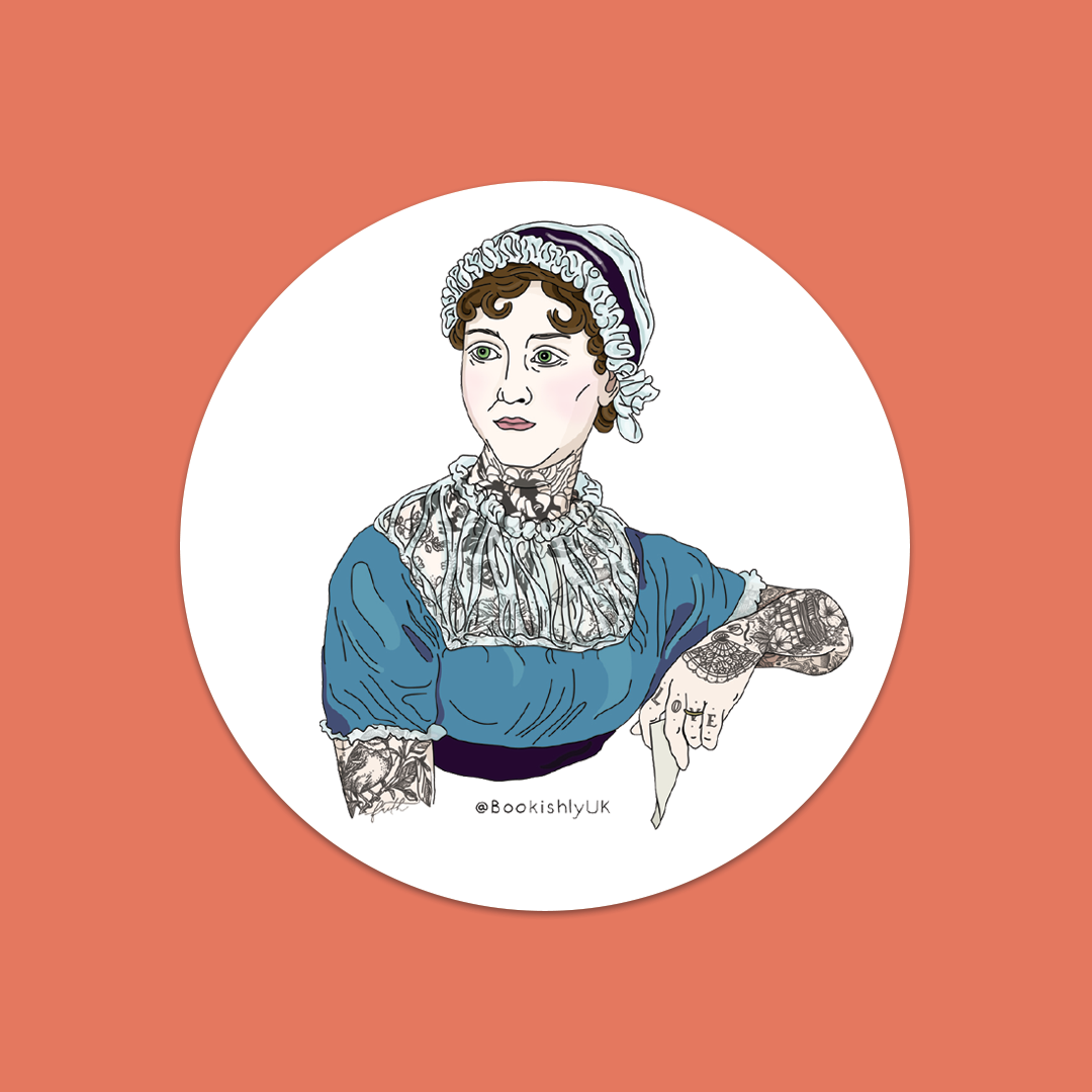 Pack of 10 - Jane Austen With Tattoos Vinyl Laptop Sticker