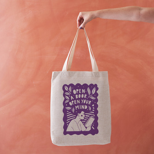 Pack of 4 - 'Open your Mind' - Literary Activist Tote Bag