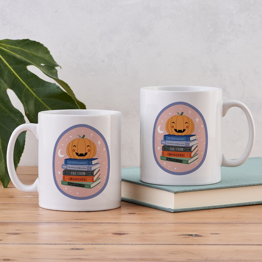 Pack of 6 - Pumpkin Book Stack Mug | Halloween Book Lover Gift