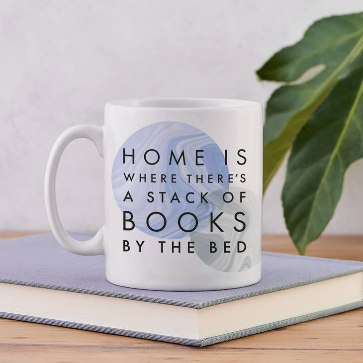 Pack of 6 - Literary Mug - "A Stack Of Books" - Marble Design