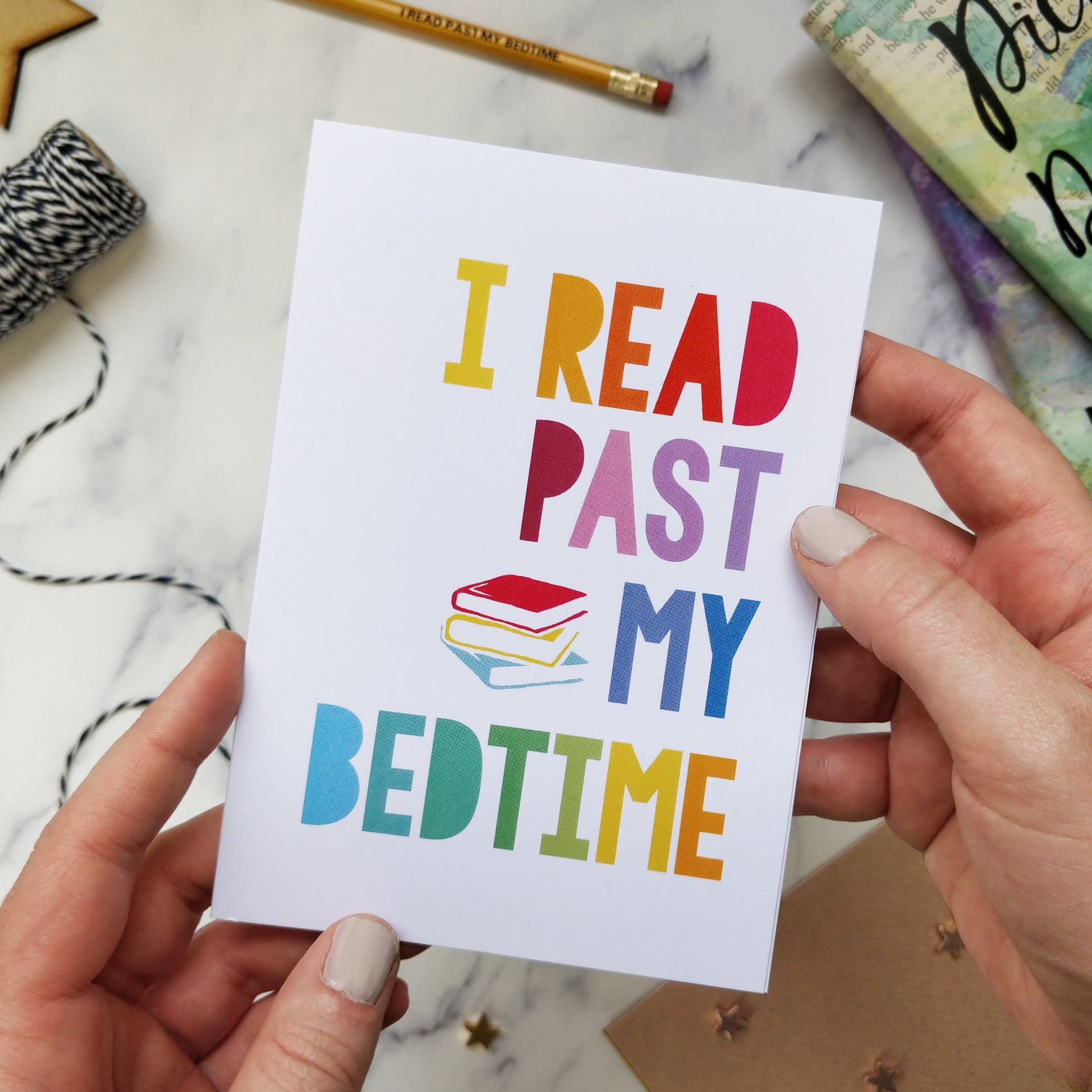 Rainbow 'I Read Past My Bedtime' Book Lover Card - 348