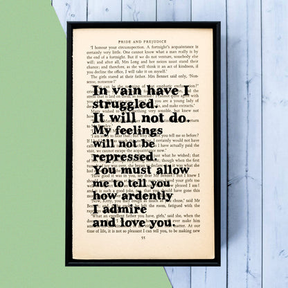 Pride and Prejudice - In Vain Have I Struggled - Book Page - BOOK 20