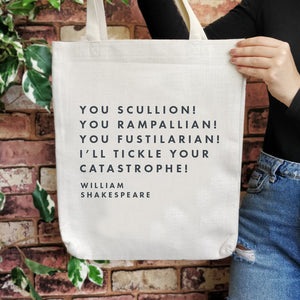 Pack of 4 - Tote Bag - Shakespeare Insult - You Scullion
