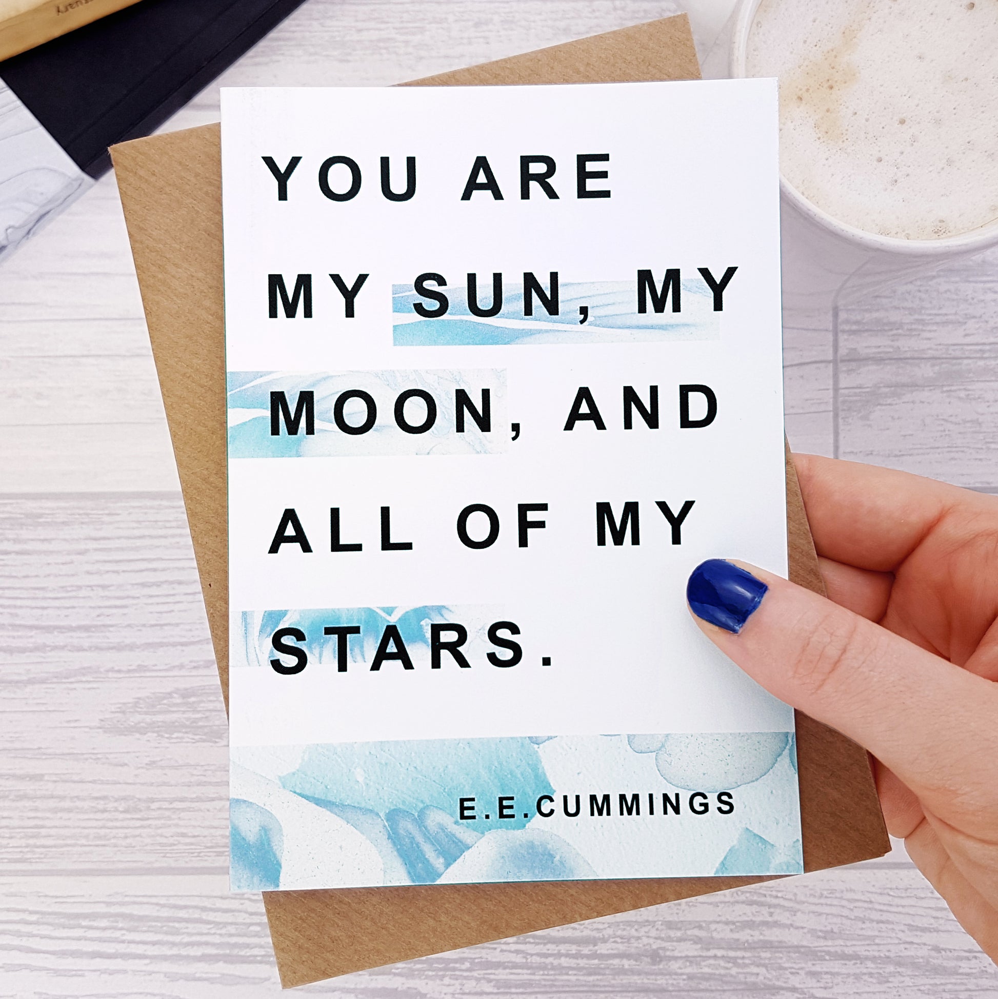 Greeting card - Literary Marble Anniversary - Sun, moon, stars - E E Cummings - 301