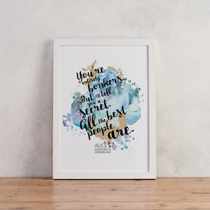 Alice Bonkers - You're Entirely Bonkers - Watercolour Print