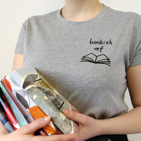 Grey "Bookish AF" Relatable Literary T Shirt