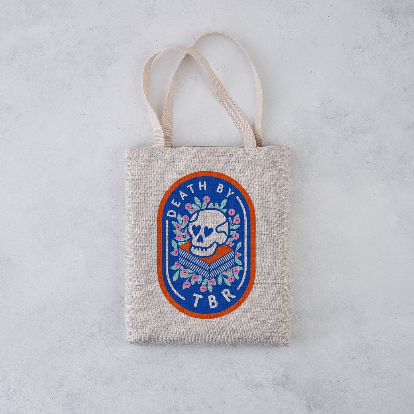 Death by TBR. Bookishly tote bag. Inspired by Booktok and Bookstagram. The bookish era edit. Perfect for book lovers, bookworms, readers and bibliophiles.
