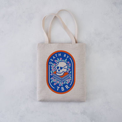 Death by TBR. Bookishly tote bag. Inspired by Booktok and Bookstagram. The bookish era edit. Perfect for book lovers, bookworms, readers and bibliophiles.