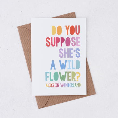 Pack of 6 - Rainbow Alice in Wonderland 'Wildflower'  Card