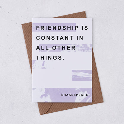 Pack of 6 - Greeting card - Literary Marble Best Friend - Friendship is Constant - Shakespeare