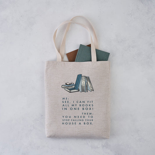 Pack of 4 - Tote Bag - I Can Fit All Of My Books Into One Box