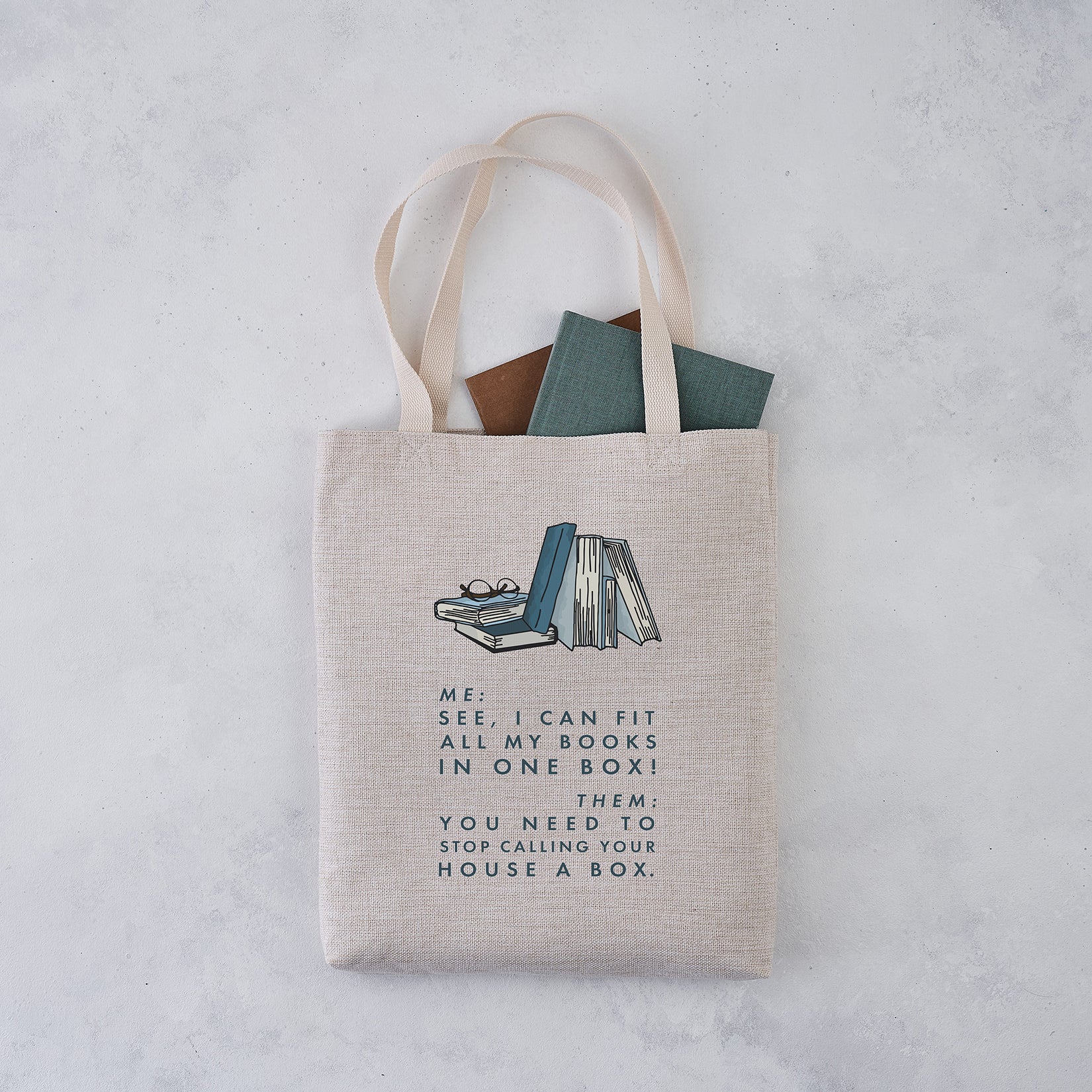 Pack of 4 - Tote Bag - I Can Fit All Of My Books Into One Box