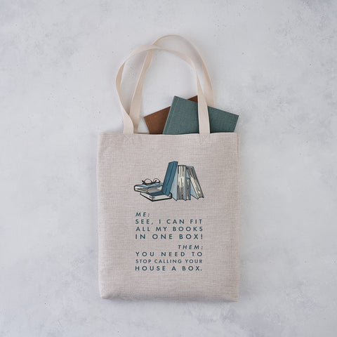 Pack of 4 - Tote Bag - I Can Fit All Of My Books Into One Box