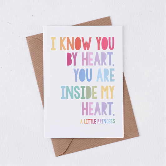 Pack of 6 - Rainbow 'I Know You By Heart' Child's Birthday Card