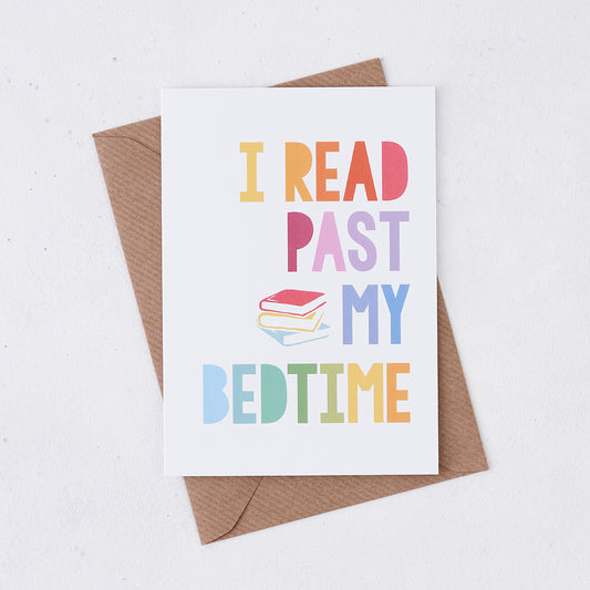 Pack of 6 - Rainbow 'I Read Past My Bedtime' Book Lover Card