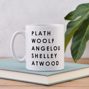 iconic feminist authors in literature mug gift