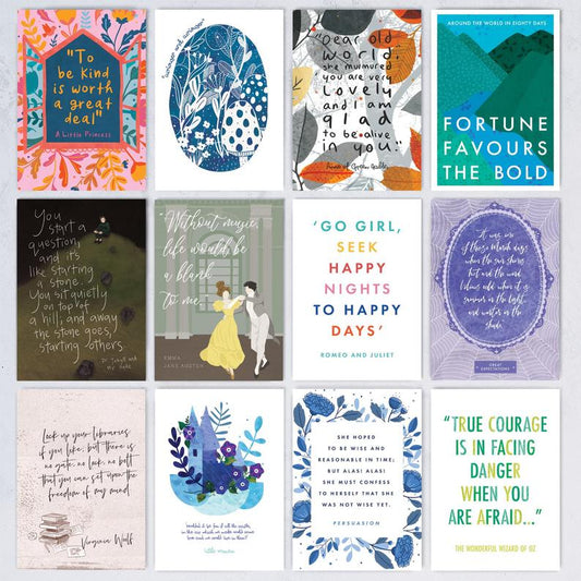 Classic Book Quotes - 12 Postcards Set