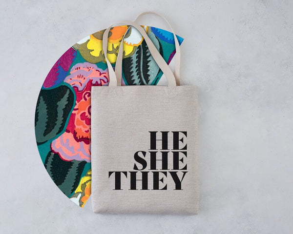 Pronoun Tote - He She They - Pack of 4