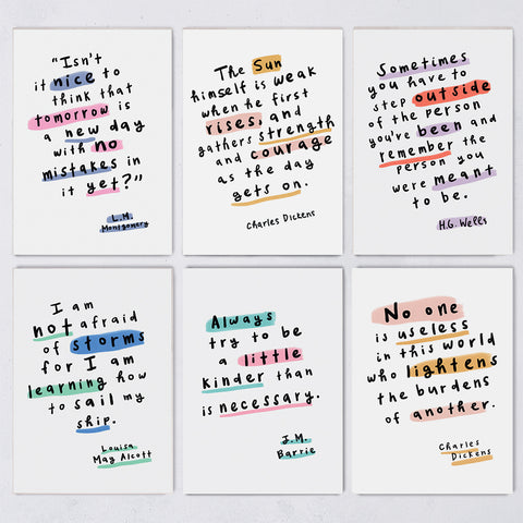 Book Lover Encouraging Quotes - 12 Postcards Set