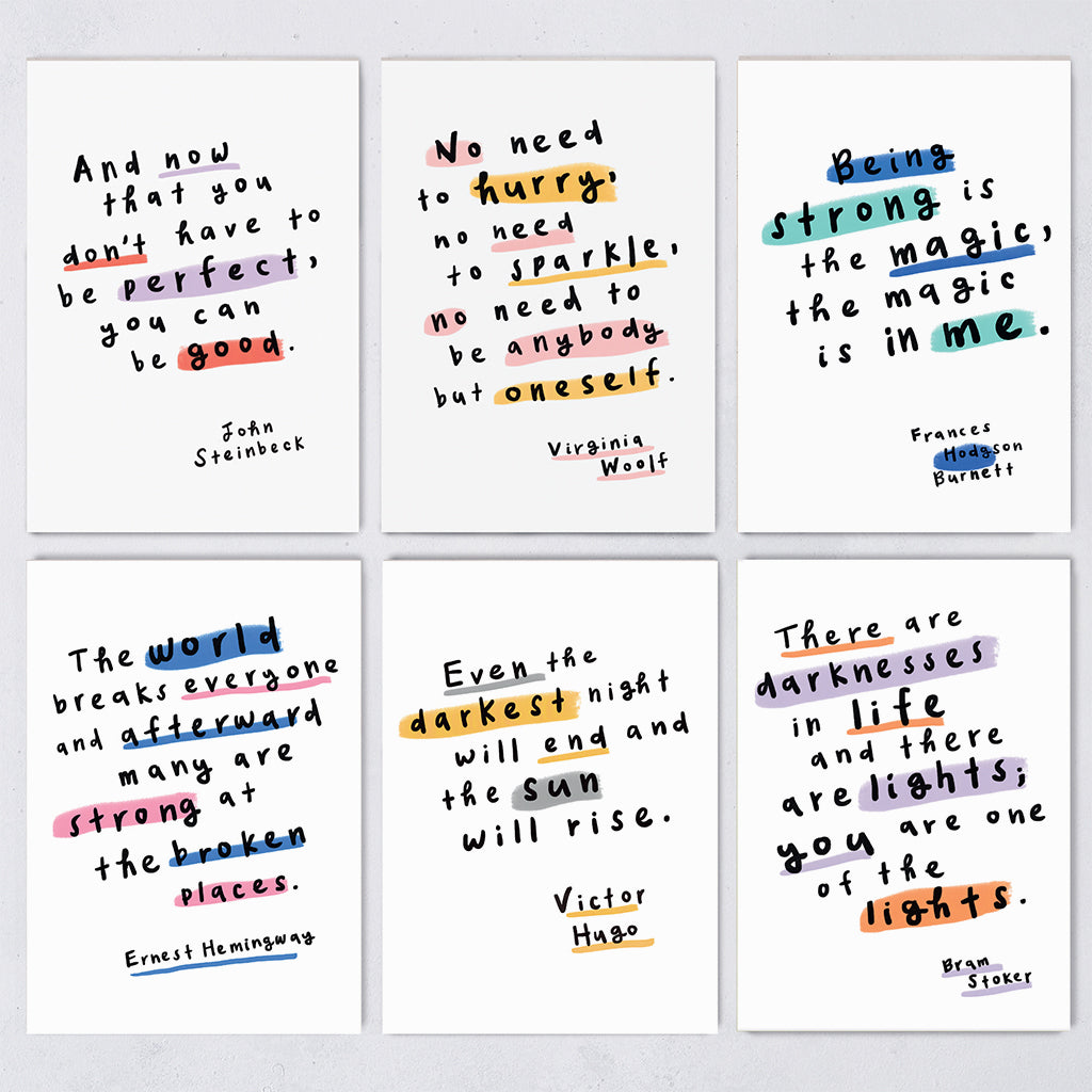 Book Lover Encouraging Quotes - 12 Postcards Set