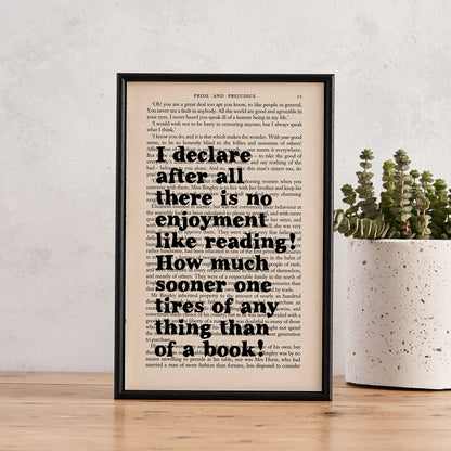 Pride and Prejudice - I Declare After All There Is No Enjoyment Like Reading - Book Page