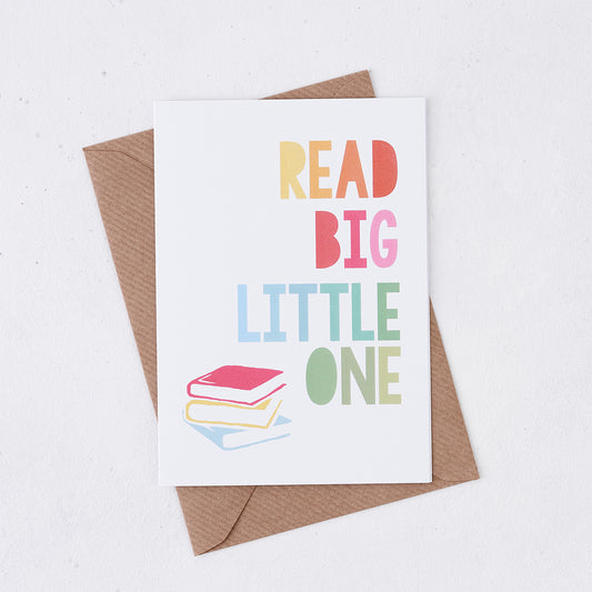 Pack of 6 - Rainbow New Baby 'Read Big, Little One' Card